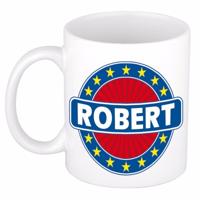 Robert voornaam koffiemok - beker - wit/blauw - 300 ml - Cadeau - Heren - Collega - Vaderdag