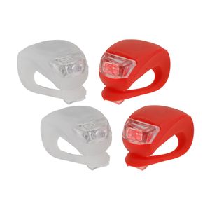 LED fietsverlichting/lampjes set - 4x stuks - siliconen - voor en achter licht