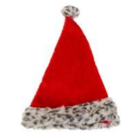 Kerstmuts pluche - luipaard print - voor volwassenen - foute kerstmuts