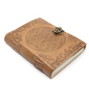 Spiritueel Notitieboekje Leer met Flower of Life (17,5 x 13 cm) -