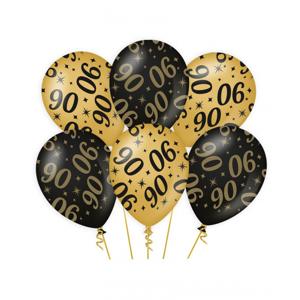 90 jaar verjaardag feest ballonnen - 18x stuks - zwart/goud - leeftijd - 30 cm - versiering