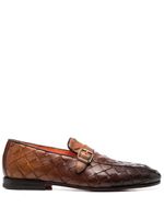 Santoni mocassins en cuir tressé - Marron - thumbnail