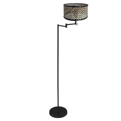 Steinhauer VloerlampBella zwart met bamboe kap - 3884ZW