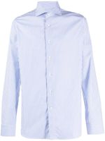 Canali chemise en coton à fines rayures - Bleu - thumbnail