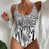Dames Zwemkleding Een stukje Normaal Zwempak Luipaard Opdrukken Zwart Geel blauw bodysuit Badpakken Strand Kleding Zomer Sportief