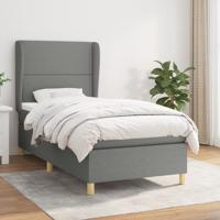 Boxspring met matras stof donkergrijs 90x190 cm