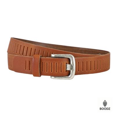 Boodz Leren Gleufjes Riem 3 cm Cognac