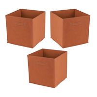 Opbergmand/kastmand Square Box - 3x - karton/kunststof - 29 liter - oranje - 31 x 31 x 31 cm