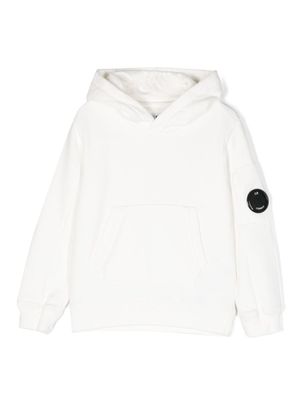 C.P. Company Kids hoodie en coton à détail de lentille signature - Blanc
