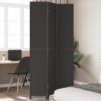 Kamerscherm met 3 panelen massief paulowniahout zwart