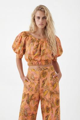 Tropische cropped blouse - ORANGE - S Tropische cropped blouse - ORANGE - S