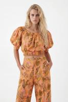 Tropische cropped blouse - ORANGE - S