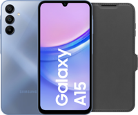 Samsung Galaxy A15 128GB Blauw 4G + BlueBuilt Book Case Zwart - thumbnail