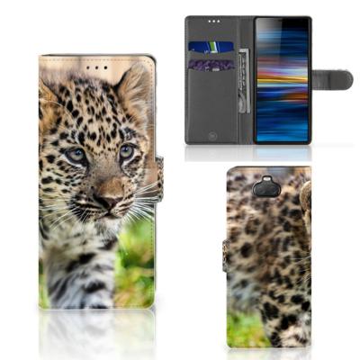 Sony Xperia 10 | Telefoonhoesje | Met pasjeshouder | Baby Luipaard