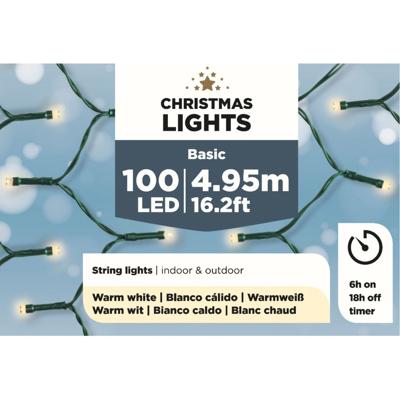 Kerstlichtsnoer - LED - warm wit - 495 cm - buiten - 100 lampjes - boomverlichting Kerstlichtsnoer - LED - warm wit - 495 cm - buiten - 100 lampjes - boomverlichting