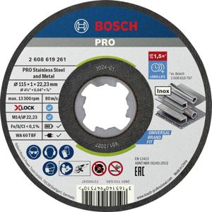 Bosch Accessories DISCO DA TAGLIO X-LOCK METAL 115X1 TAGLIO INOX 2608619261 Doorslijpschijf recht 115 mm 1 stuk(s) Inox