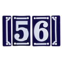 Best for Boots huisnummer 56 - met sierrand - Oudhollands - emaille - blauw/wit