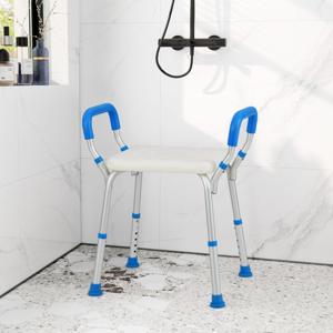 In Hoogte Verstelbare Douchekruk Aluminium Douchebank 100kg Belastbaar met Antislip Rubberen Voetjes Blauw