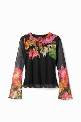 T-shirt tropische bloemen - RED - M