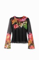 T-shirt tropische bloemen - RED - L
