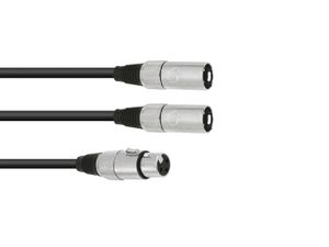 OMNITRONIC Adaptercable XLR(F)/2xXLR(M) 1m bk