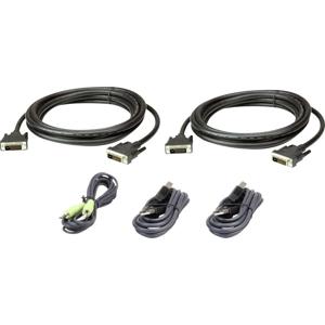 ATEN KVM Aansluitkabel [1x DVI-D-stekker, USB-A 2.0 stekker, Jackplug male 3,5 mm - 1x DVI-D-stekker, USB 2.0 bus A, Jackplug male 3,5 mm] 3.00 m Zwart