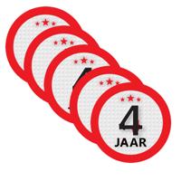 4 jaar leeftijd verjaardag sticker - 10x - rond - Dia 9 cm - 4 jaar jubileum - versiering