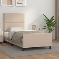 Bedframe met hoofdbord kunstleer cappuccinokleurig 90x200 cm