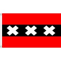 Amsterdamse vlag - polyester - 150 x 90 cm - met ophangringen