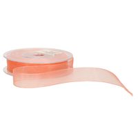 1x Hobby/decoratie koraal roze organza sierlinten 1,5 cm/15 mm x 20 meter