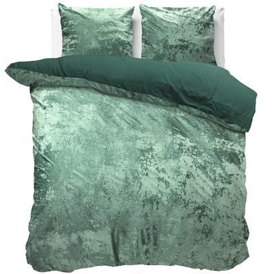 Froissé Velvet Dekbedovertrek Donkergroen-Lits-jumeaux (240 x 200/220 cm)