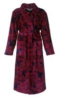 Medaillion dames badjas fleece - Red Flower - Warme winter badjas
