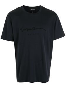 Giorgio Armani t-shirt à logo brodé - Bleu