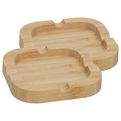 Asbak van bamboe hout - 2x - 10 x 10 cm - binnen/serre - asbakken - naturel kleur