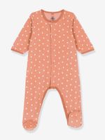 Fluwelen babypyjama met print PETIT BATEAU bruin, bedrukt - thumbnail