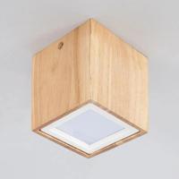 Plafondspot LED hout vierkant 6W 2700K warm wit &apos;Sigrid&apos;