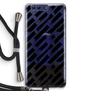 Zwarte vegen: Honor 9 Transparant Hoesje met koord