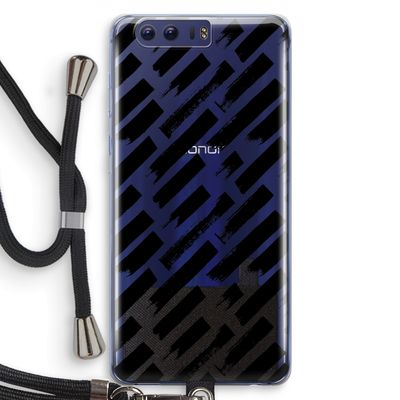Zwarte vegen: Honor 9 Transparant Hoesje met koord