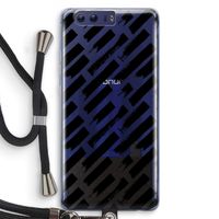 Zwarte vegen: Honor 9 Transparant Hoesje met koord