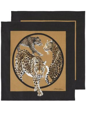 Dolce & Gabbana lot de deux serviettes de table à imprimé animalier - Marron
