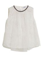 Brunello Cucinelli Kids blouse en coton à ornements métalliques - Tons neutres - thumbnail