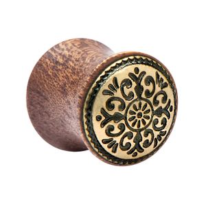 Double Flared Plug met Mandala-design Hout Tunnels & Plugs