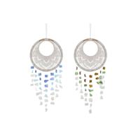 Ophangdecoratie Home ESPRIT Blauw Wit Bruin Boho Macramé (2 Stuks) (12 Stuks)
