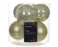 Kerstballen Glas Ø8cm Wit Mint 6st