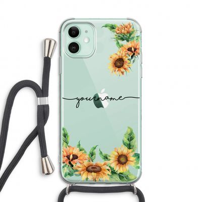 Zonnebloemen: iPhone 11 Transparant Hoesje met koord