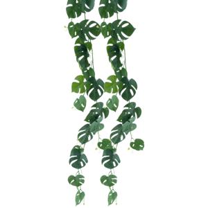 Bellatio Design kunstplant/hangplant slinger - 2x - Monstera - groen - 180 cm