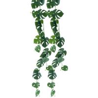 Bellatio Design kunstplant/hangplant slinger - 2x - Monstera - groen - 180 cm