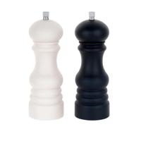Pepermolen/zoutmolen set - kunststof - zwart/wit - 17 cm - keuken