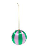 HEMA Kerstbal 6.9cm satijn strepen lila-groen (multi)