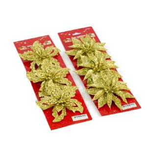 Decoratie bloemen op clip - 6x stuks - goud - kunststof - bloemen versiering